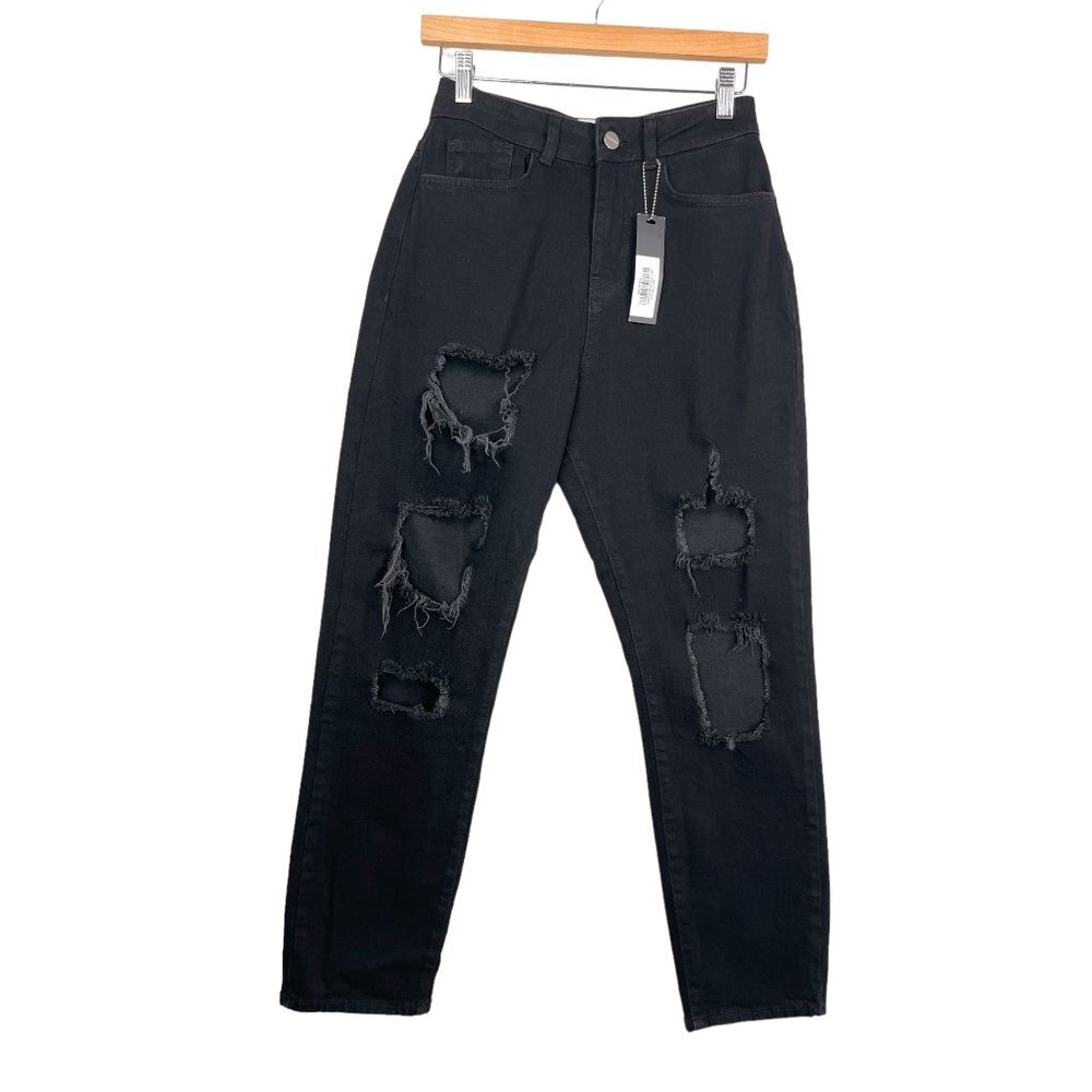 Legend London Black distressed‎ mom jeans 90s sz 4
